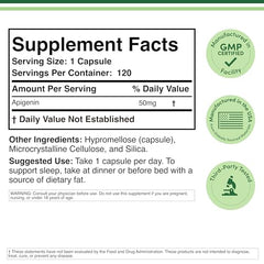 Double Wood Apigenin label close-up highlighting gluten-free formula.