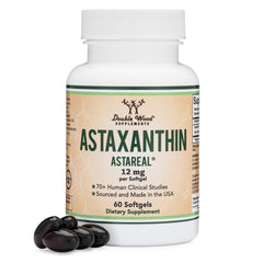 Double Wood Astaxanthin softgels 12 mg for daily antioxidant support.