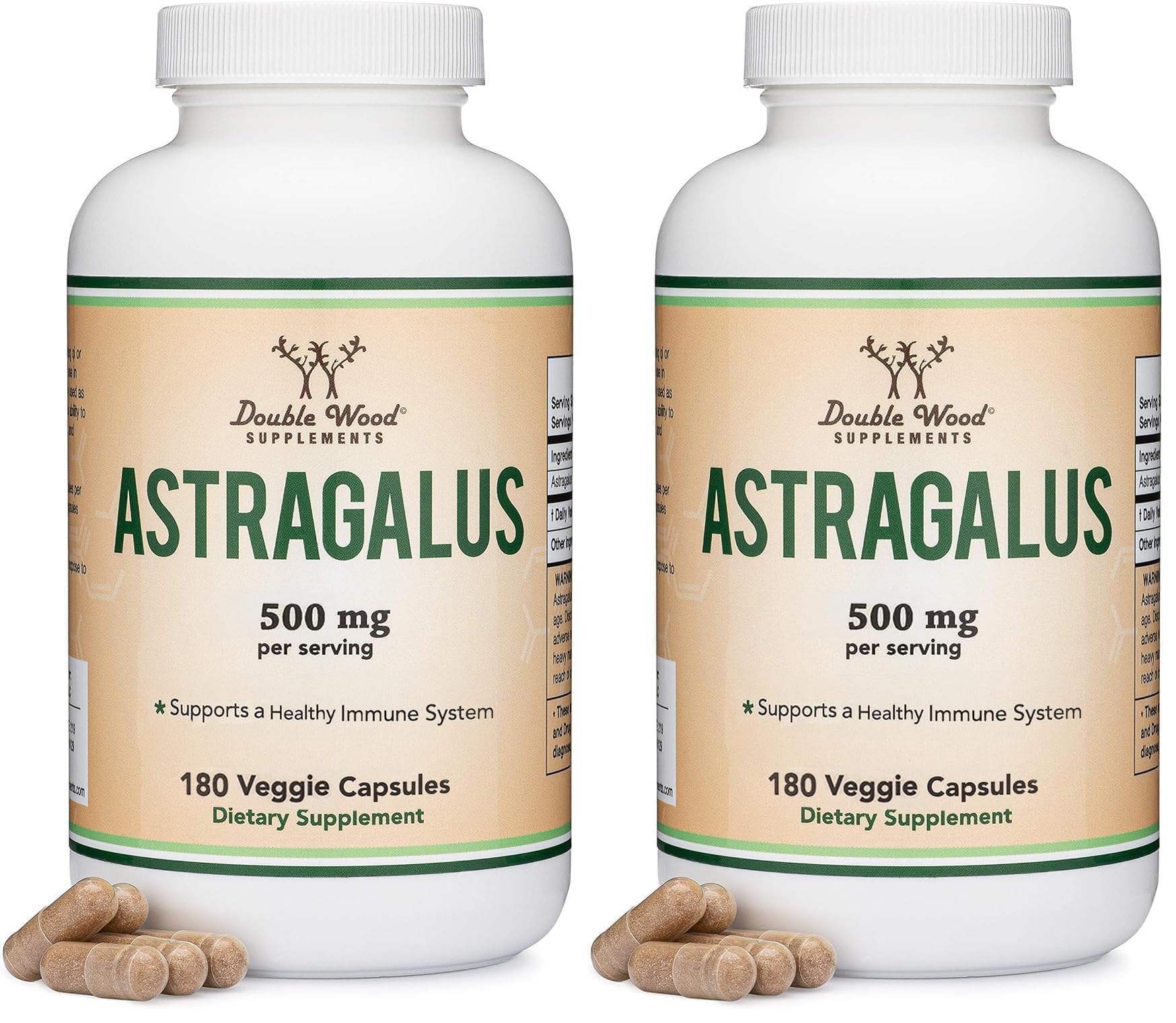 Double Wood Astragalus bottle with 500mg capsules for immune support