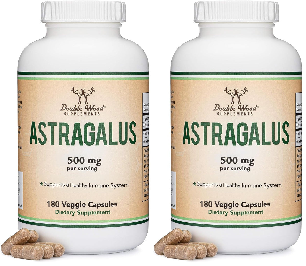 Double Wood Astragalus bottle with 500mg capsules for immune support