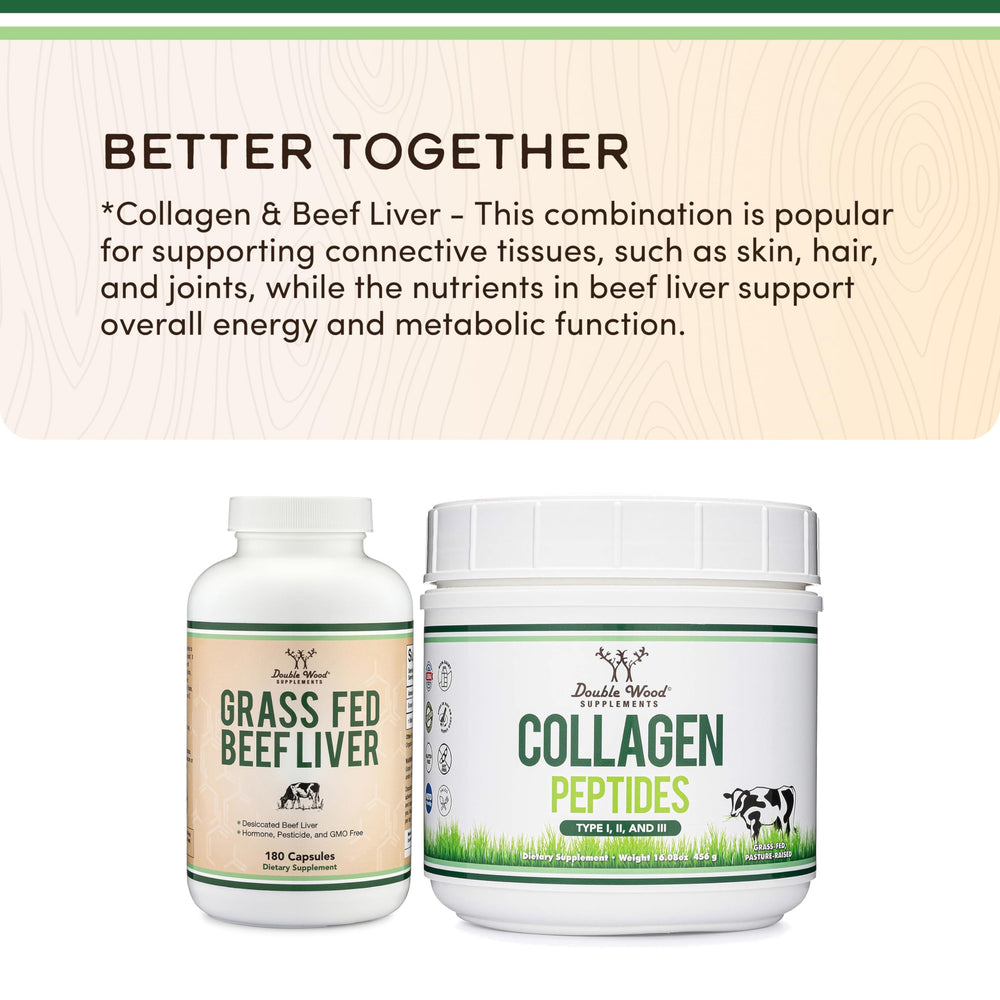 Double Wood Beef Liver Capsules ingredients panel highlighting nutrients.