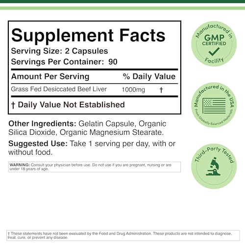 Double Wood Beef Liver Capsules label closeup showing grass-fed liver origin.
