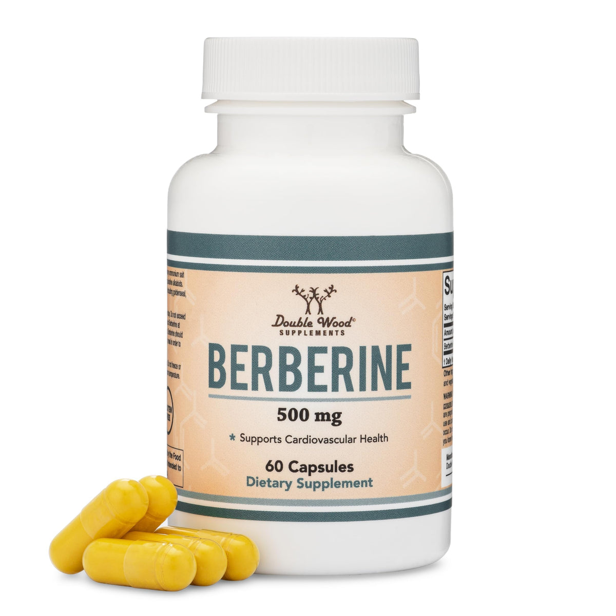 Double Wood Berberine 500mg bottle for daily routine and potential metabolic support.