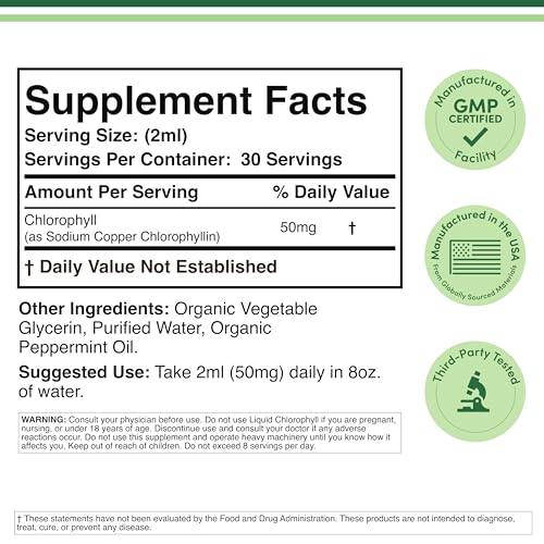 Double Wood Chlorophyll Drops being poured into a glass, convenient for morning routines.