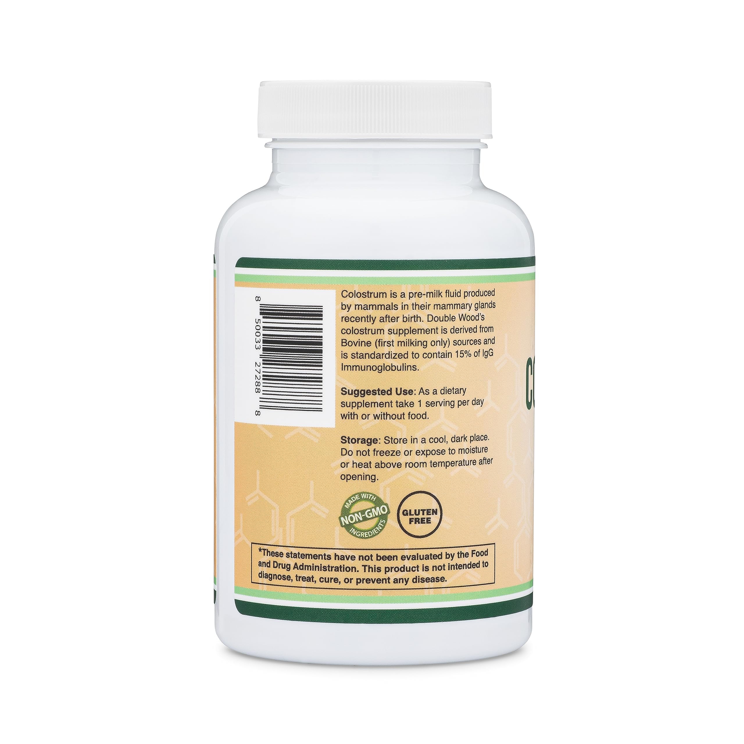 Double Wood Colostrum testing badge indicates third-party quality checks for reliability.