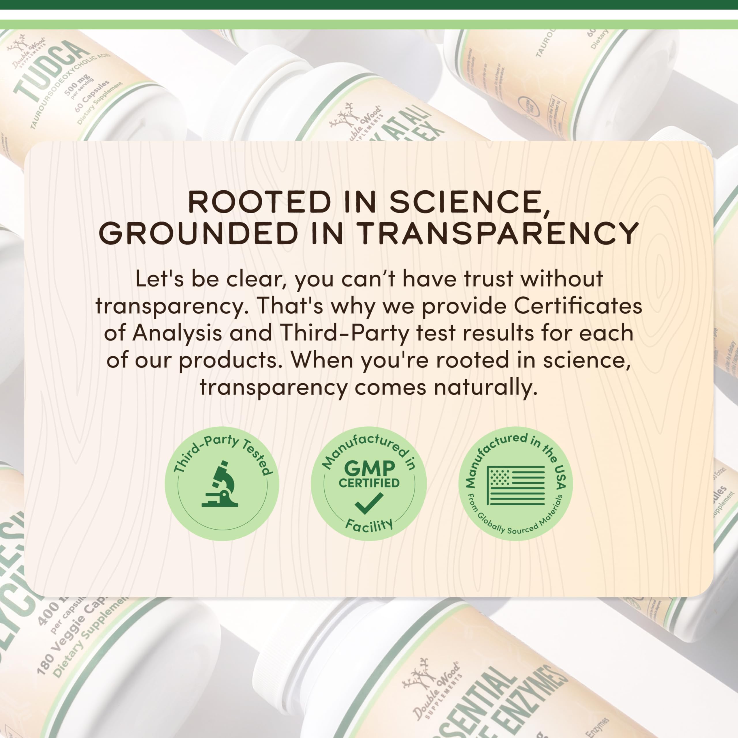 Double Wood Colostrum two-month supply packaging demonstrates lasting value.