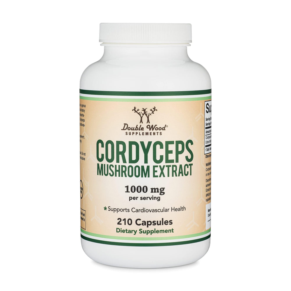 Double Wood Cordyceps packaging image communicates value and third-party testing.