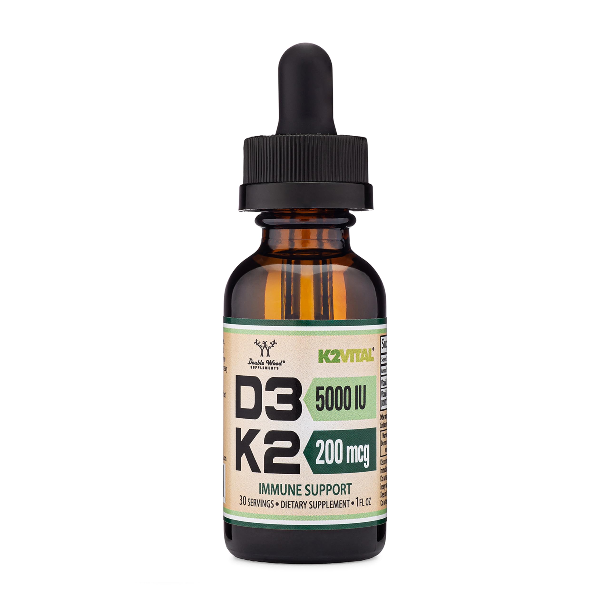 Double Wood D3 K2 drops bottle for daily vitamin support