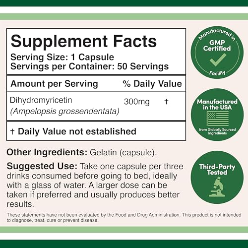 Close-up of DHM capsules from Double Wood with 300 mg per capsule for liver support.