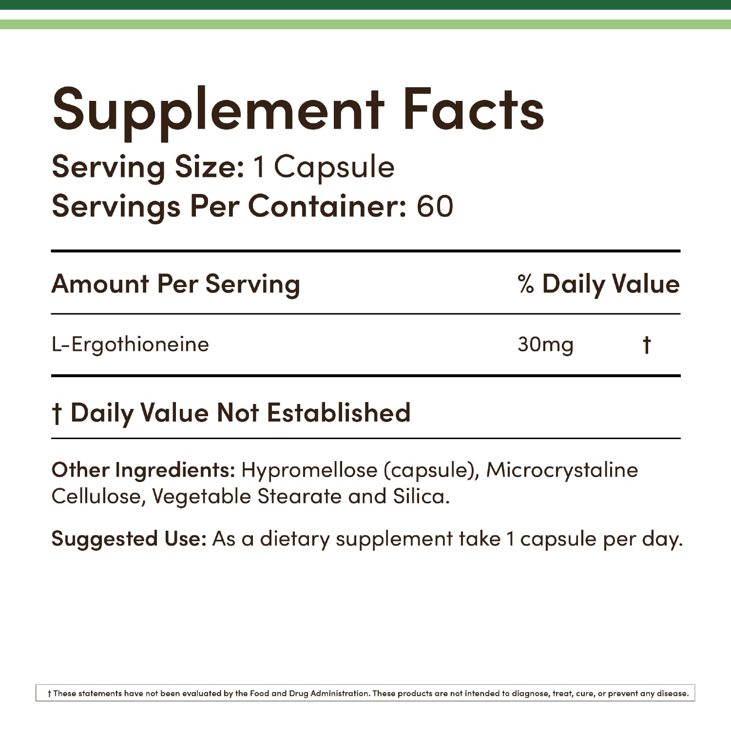 Double Wood Ergothioneine bottle front view showing vegan-friendly capsules.