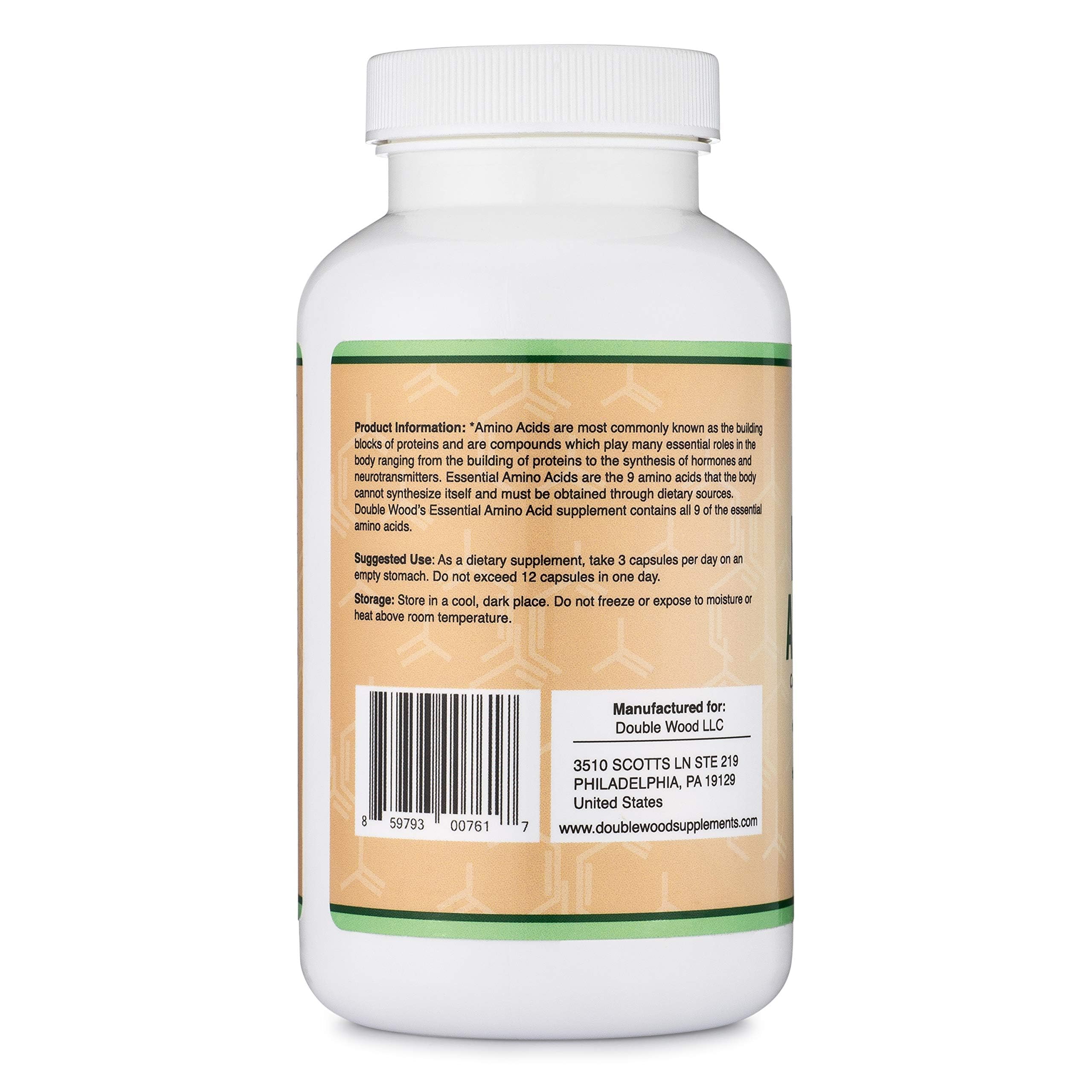 Double Wood Essential Amino Acids serving scoop alongside bottle