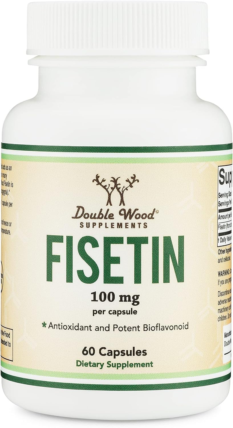 Double Wood Fisetin bottle supports daily wellness routine