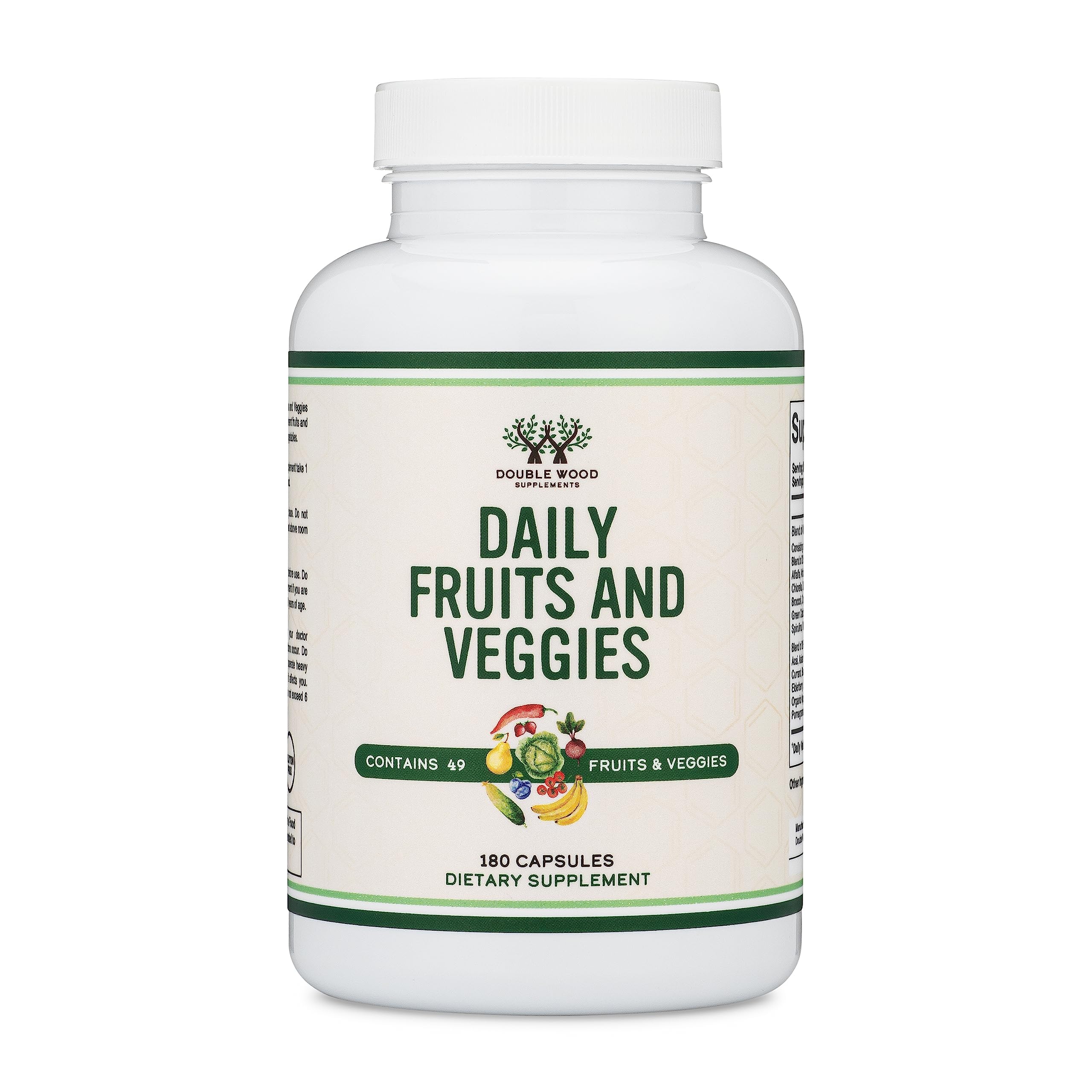 Double Wood Fruits & Veggies Daily Blend bottle for convenient daily nutrition
