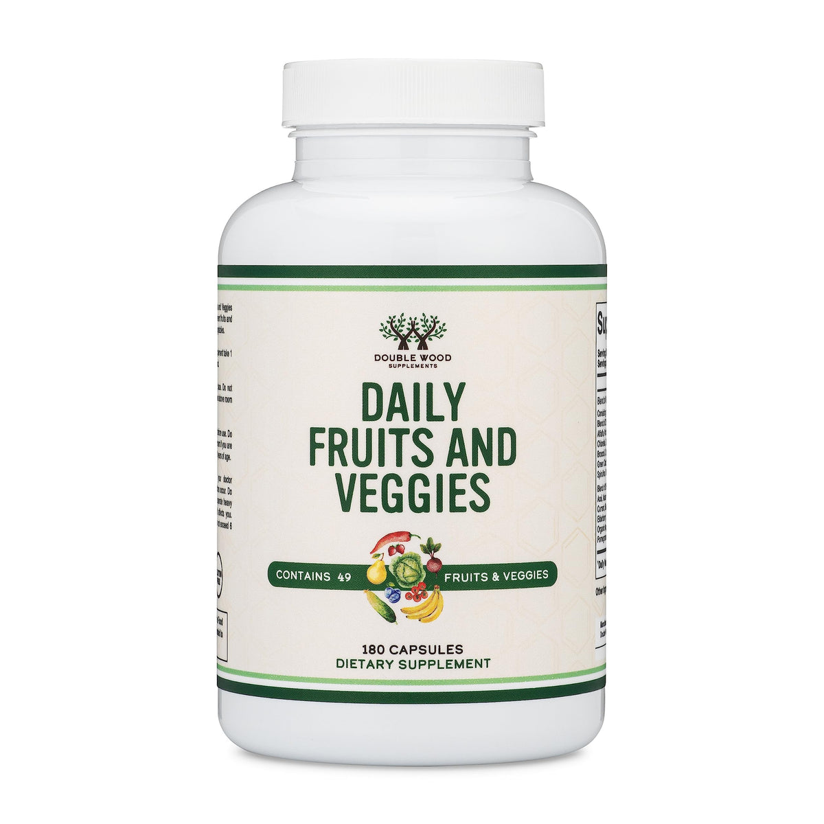 Double Wood Fruits & Veggies Daily Blend bottle for convenient daily nutrition