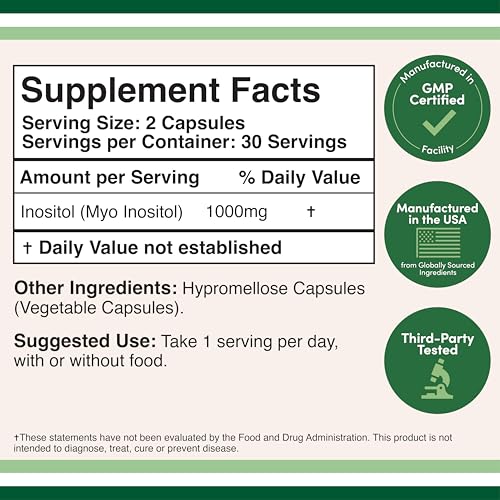 Double Wood Inositol capsules close-up, 60-count vegan-friendly for daily wellness