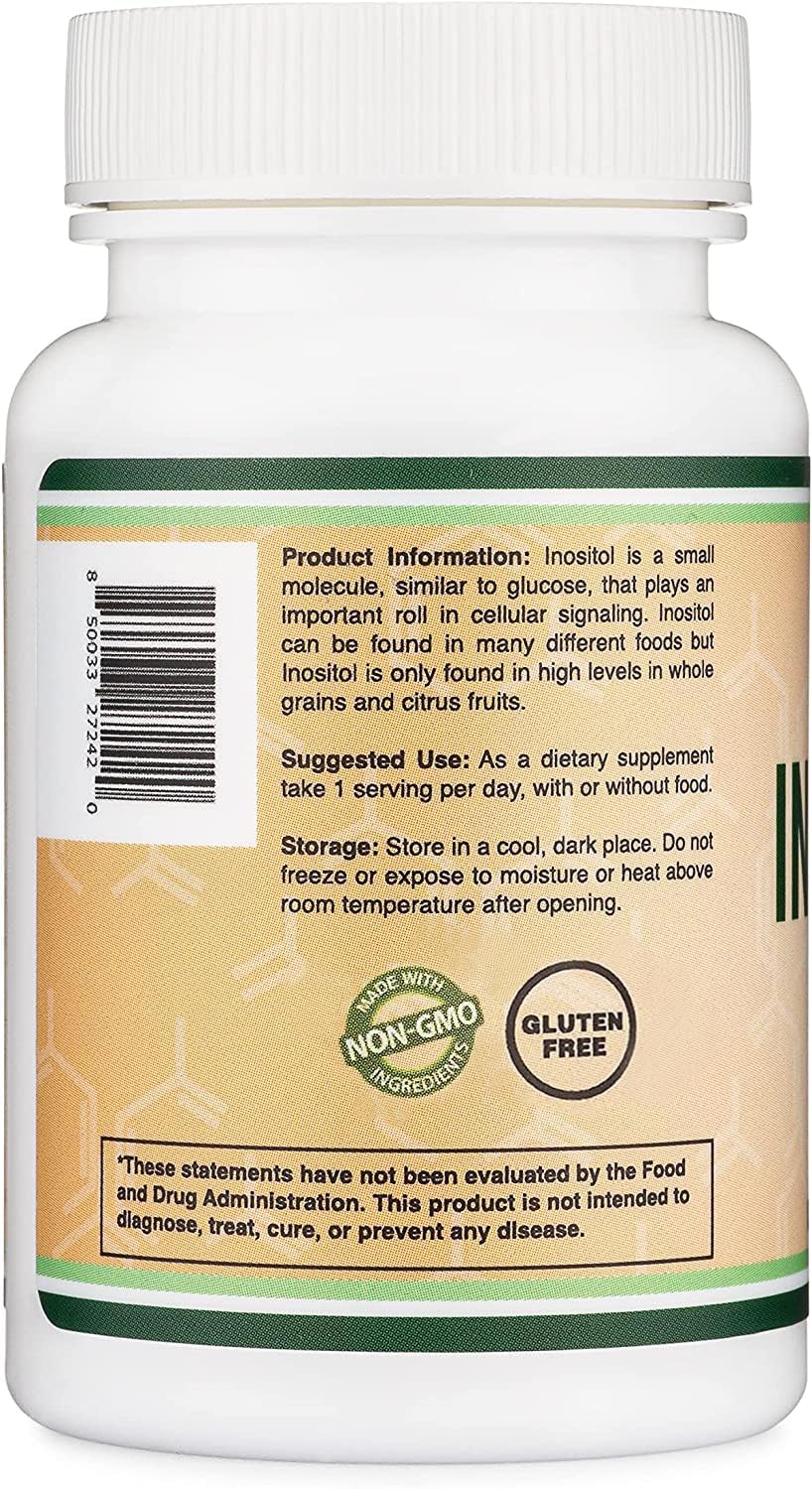 Double Wood Inositol veggie capsules highlight vegetarian-safe ingestion