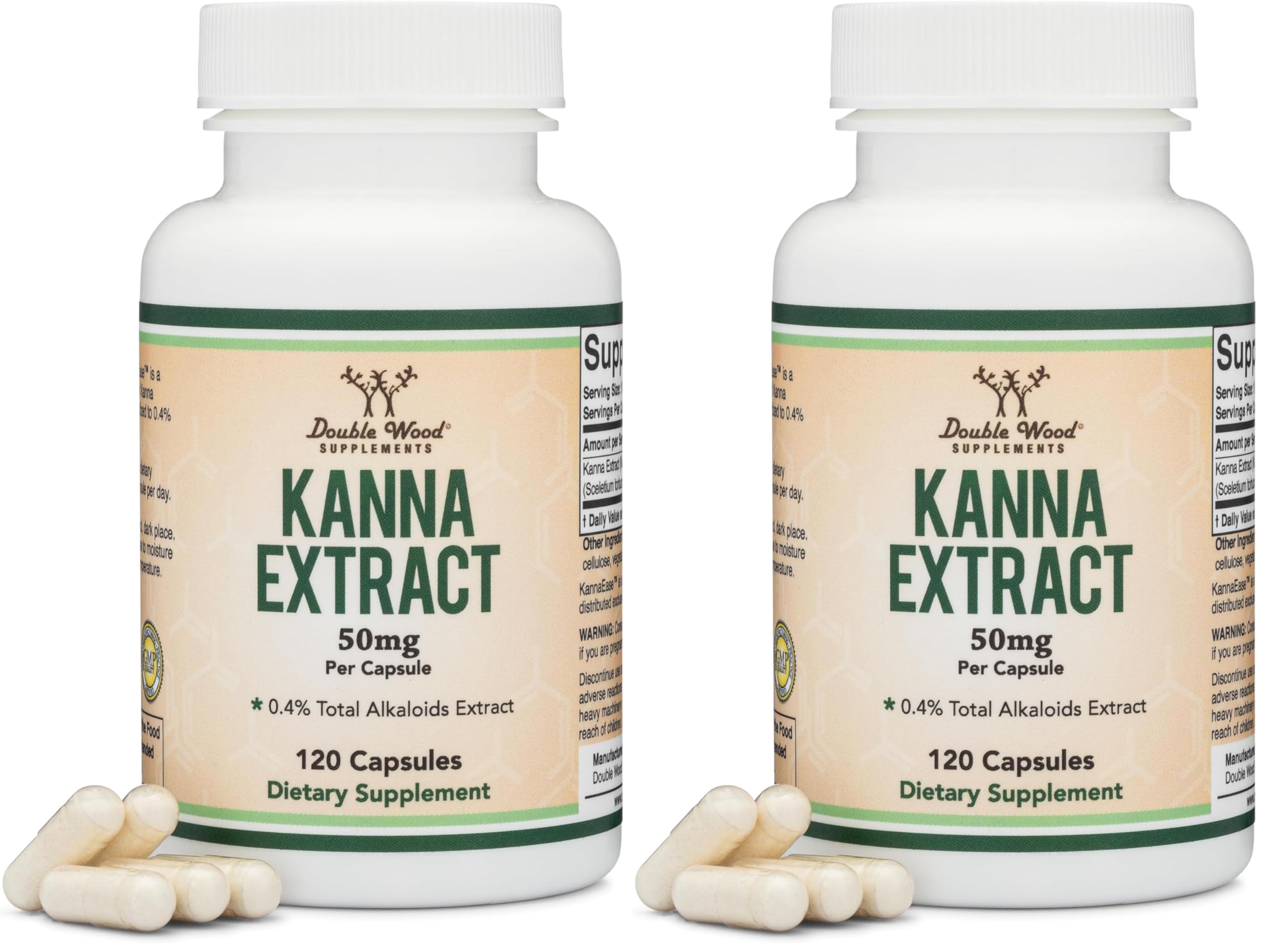 Double Wood KannaEase bottle with 50 mg capsules for relaxed mood potential.