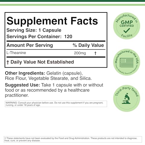 Double Wood L-Theanine 200mg capsules being poured for daily calm