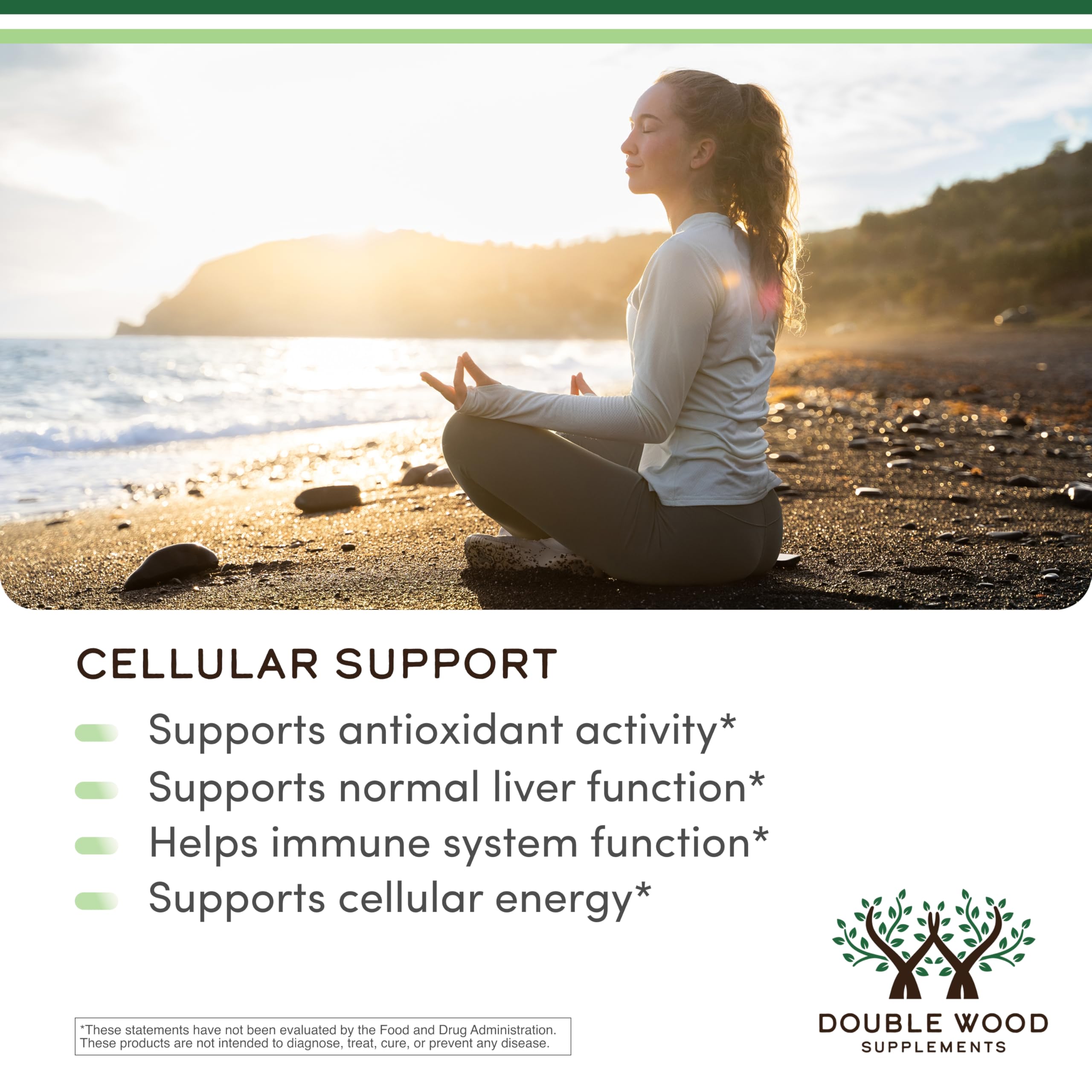 Double Wood Liposomal Glutathione vegan safe certification label.