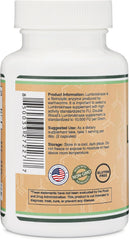 Double Wood Lumbrokinase serving scoop illustrating daily dosage for support