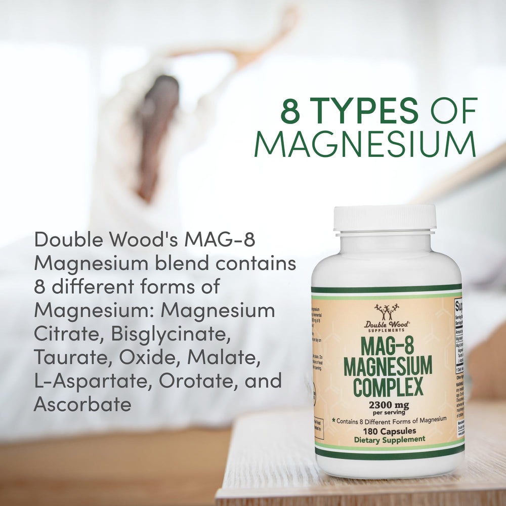Icons show gluten-free, vegetarian, and non-GMO features of MAG-8
