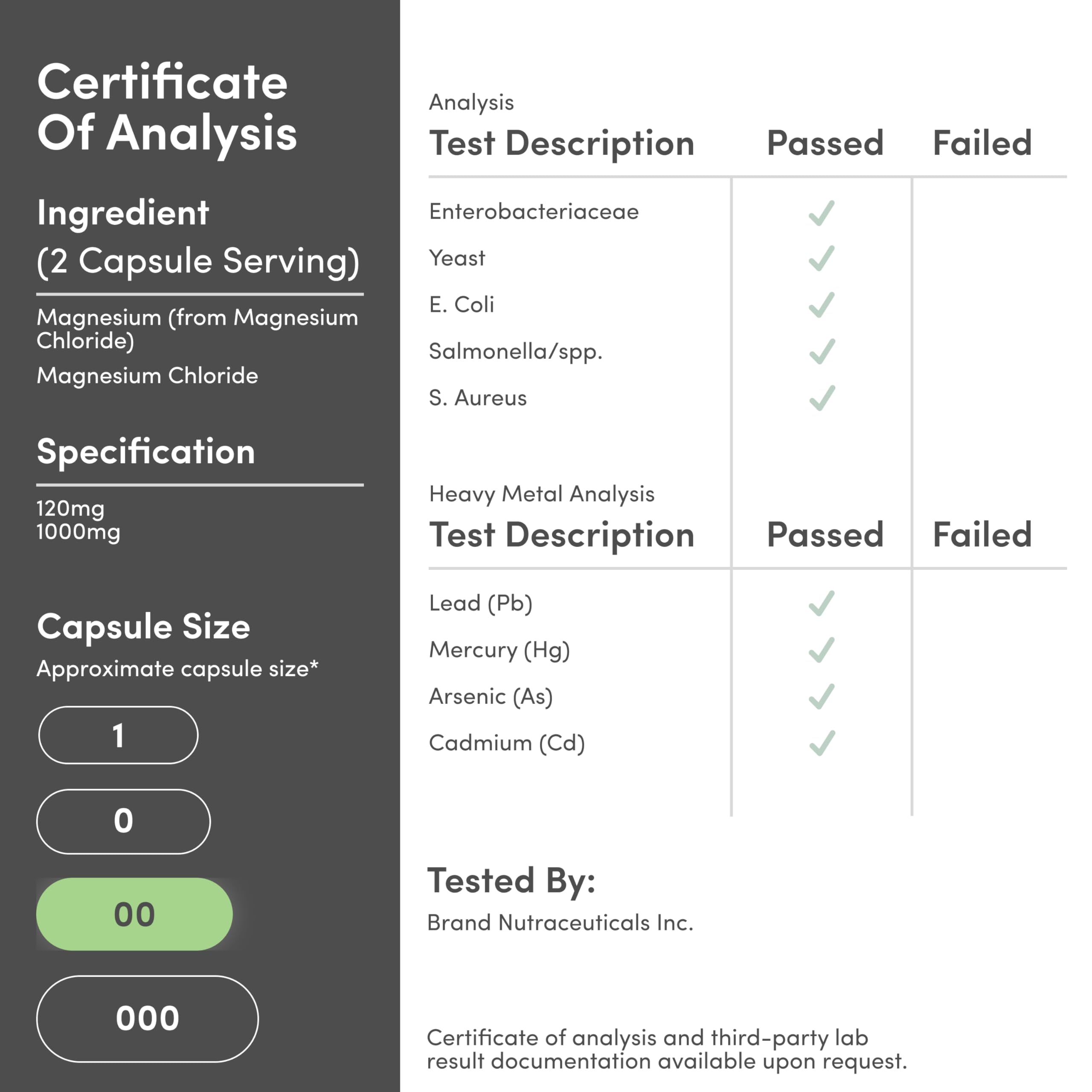 Double Wood Magnesium Chloride nutrition facts panel highlighting ingredients.