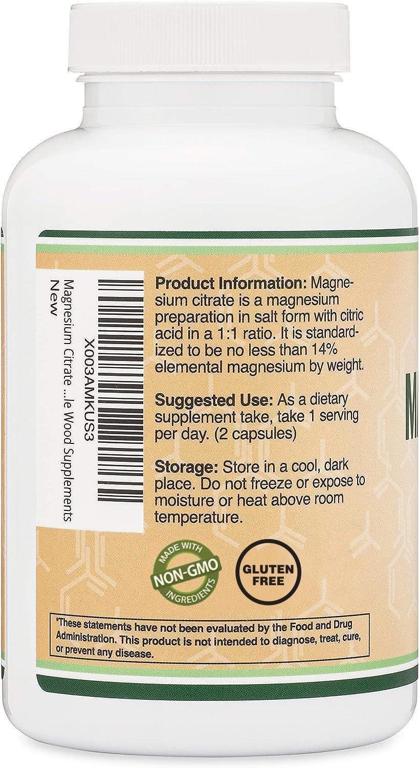Double Wood Magnesium Citrate daily-dose illustration with capsules