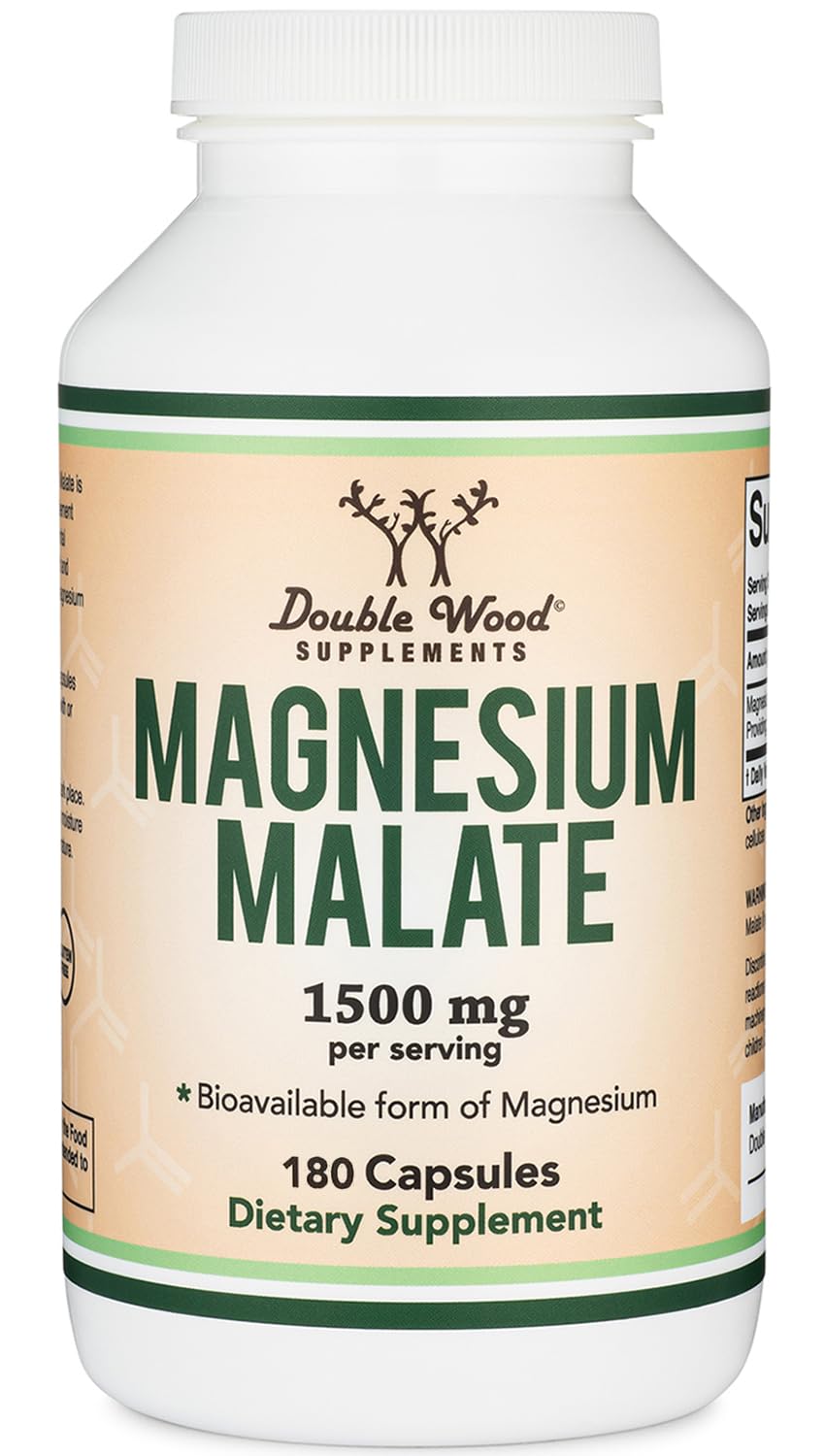 Double Wood Supplements Magnesium Malate capsules bottle provides convenient daily mineral support