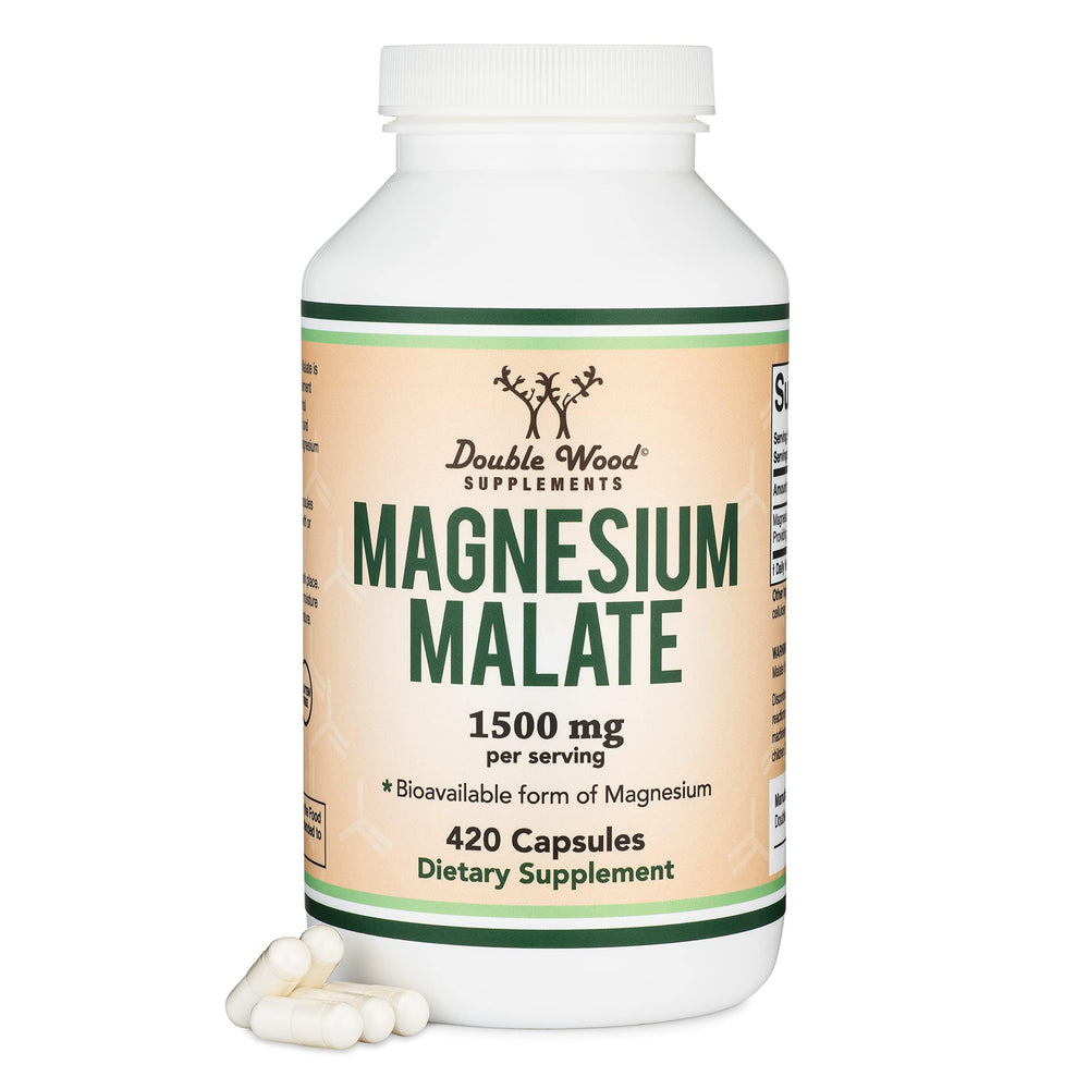Double Wood Magnesium Malate capsules in bottle support daily wellness