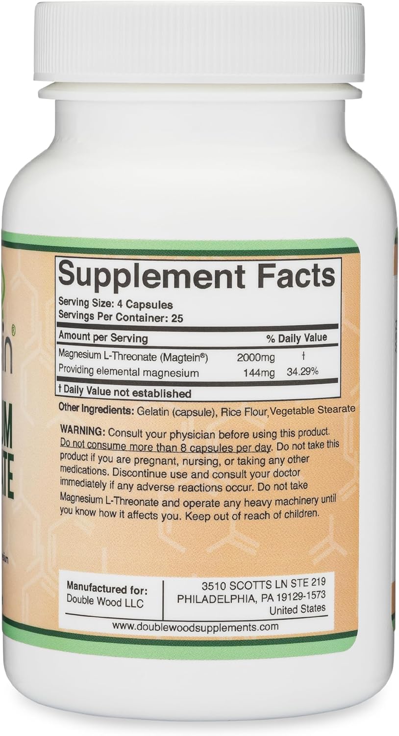 Double Wood Magtein brain-supporting supplement in sleek bottle