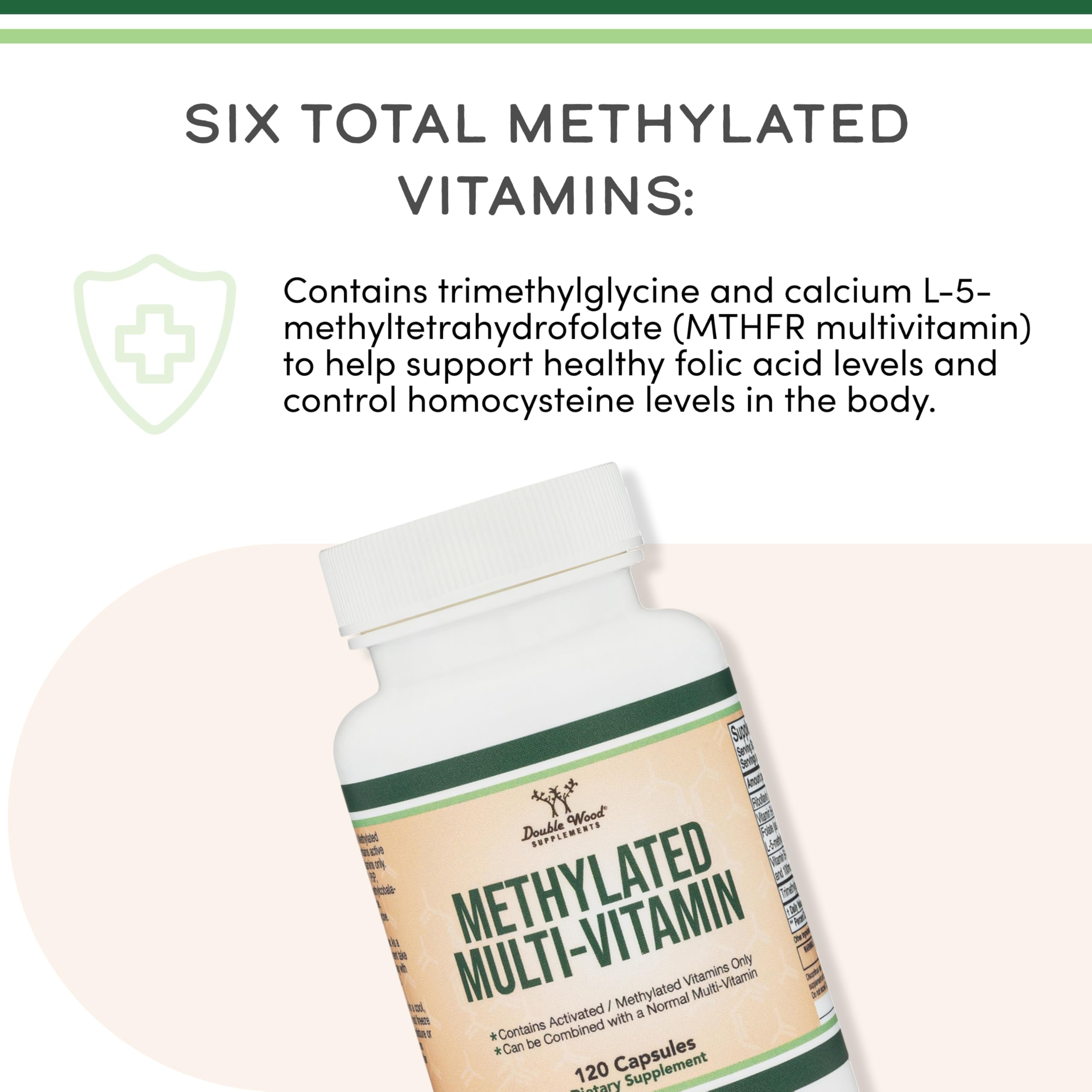 Double Wood Methylated Multivitamin B-complex vitamins emphasized in the image