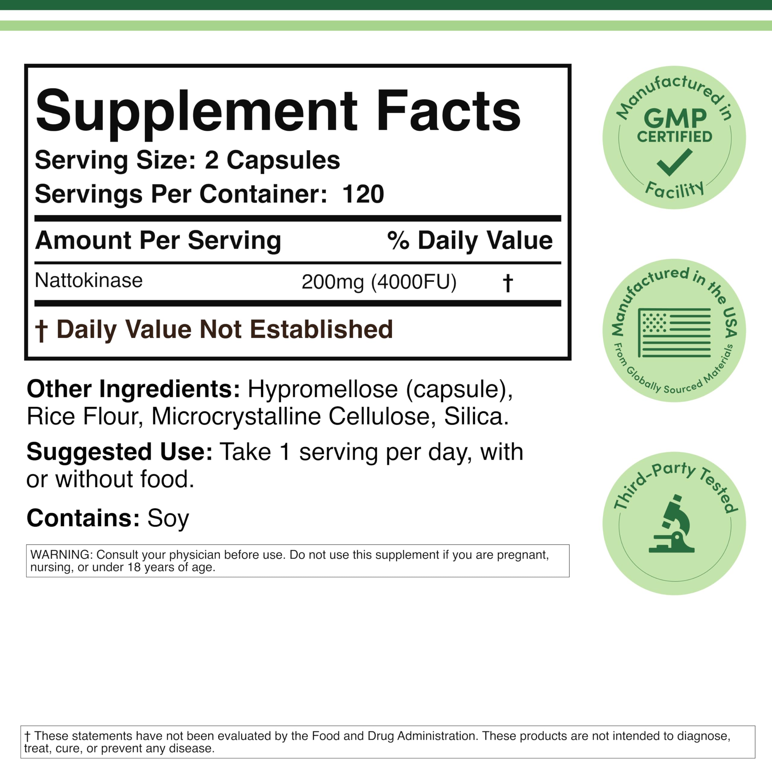 Double Wood Nattokinase label highlighting natto-derived enzyme.