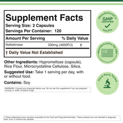Double Wood Nattokinase label highlighting natto-derived enzyme.