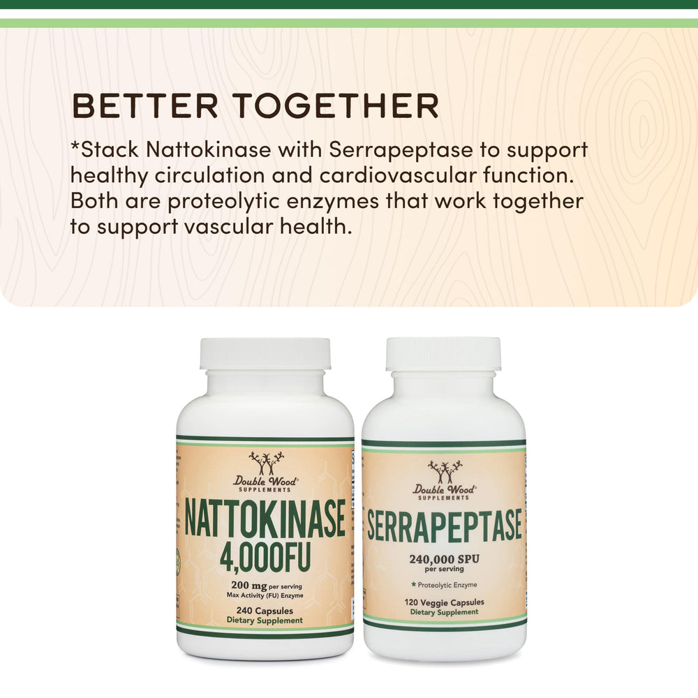 Double Wood Nattokinase made in USA logo on packaging.