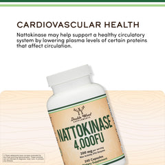 Double Wood Nattokinase serving plan shows 120 servings per bottle for easy dosing.