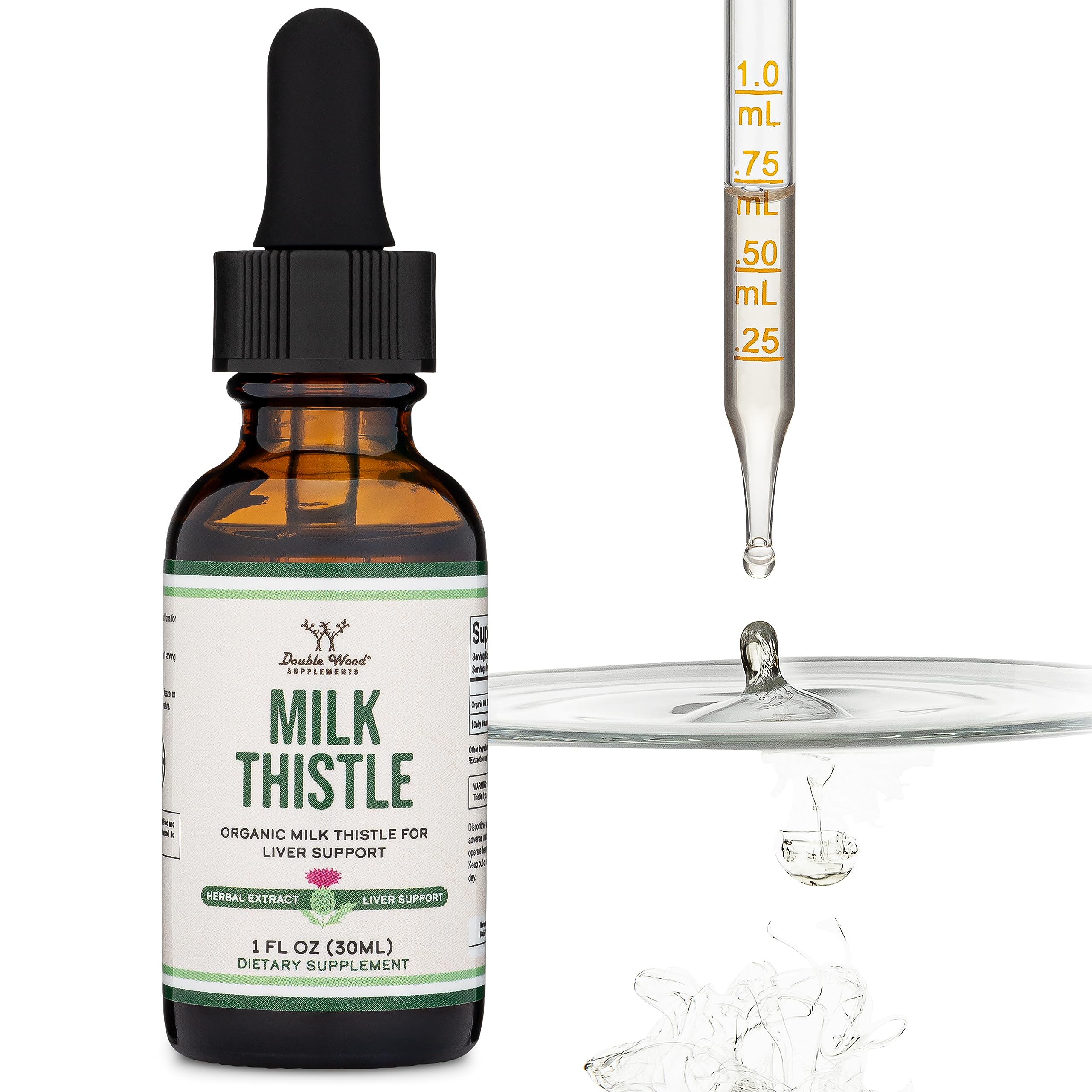 Double Wood Milk Thistle label highlighting organic ingredients.