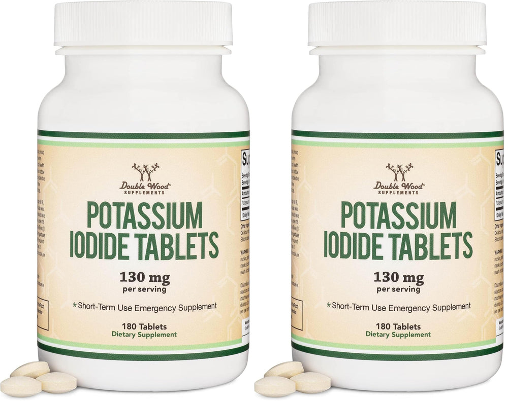Double Wood potassium iodide 130 mg bottle for emergency preparedness