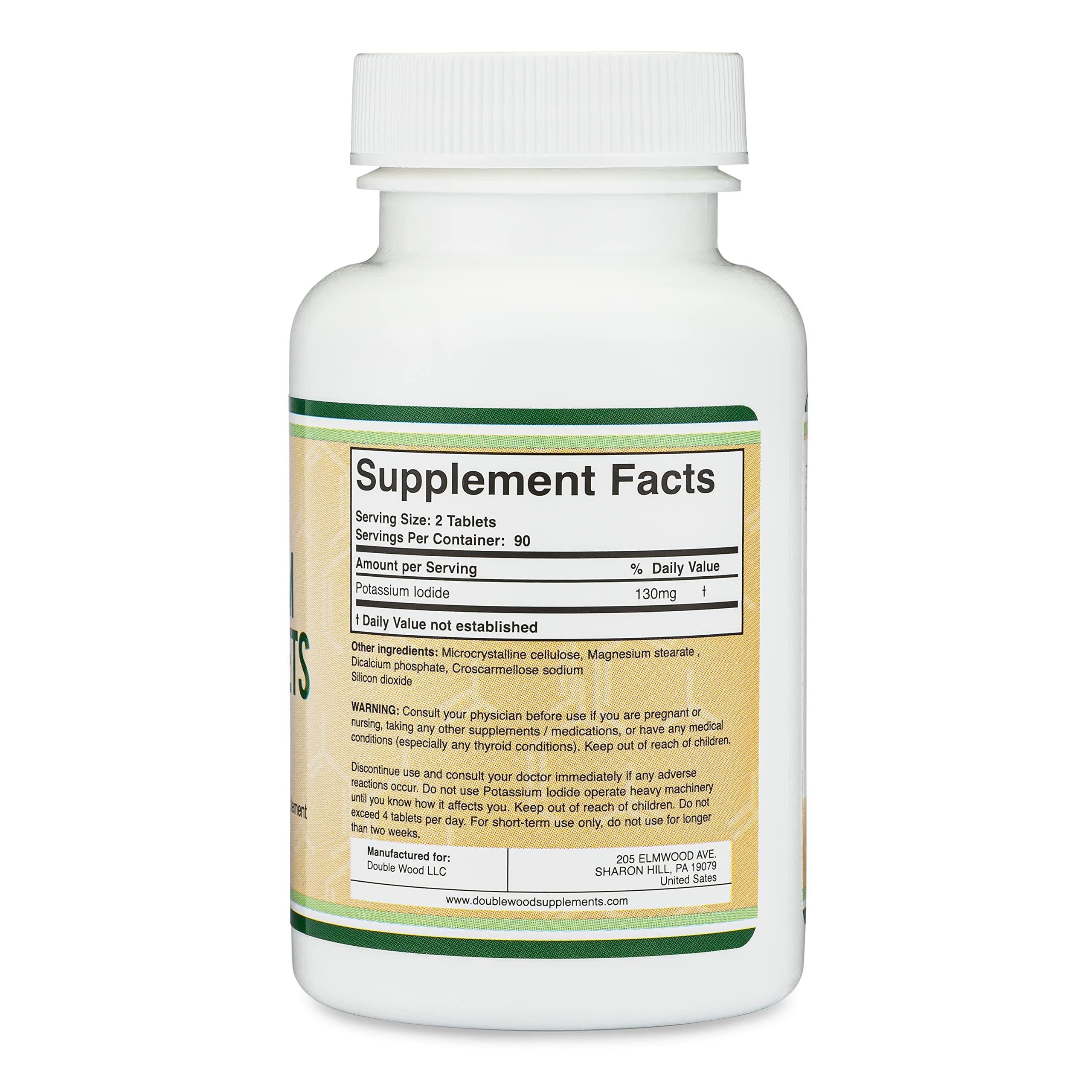 Double Wood potassium iodide 130 mg capsules in a dosing scene