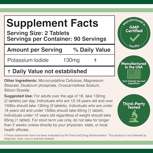 Double Wood potassium iodide 130 mg packaging highlighting a three-month supply