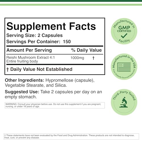 Double Wood Reishi extract 4-to-1 label highlights high potency in a compact form