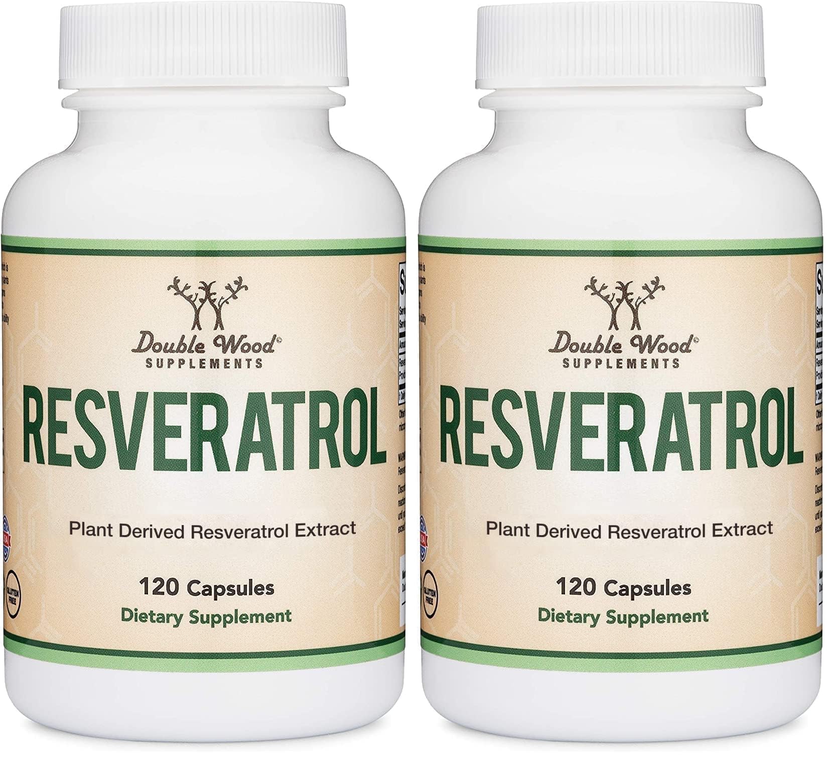 Double Wood Resveratrol bottle cap highlighting easy daily dosing for convenience