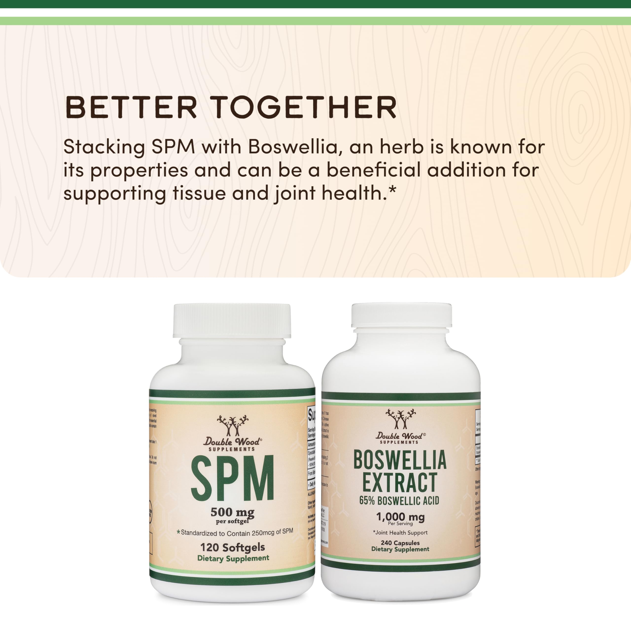 Double Wood SPM Max allergen warning for fish and soy sensitivity