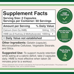 Close-up of Double Wood HMB capsules showing 1000 mg per serving.