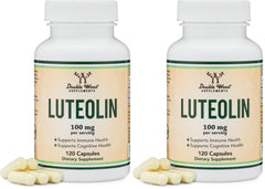 Double Wood luteolin bottle front view for daily brain and heart support.