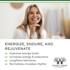 Box packaging of Double Wood NAD+ Plus emphasizing gluten-free and vegan ingredients