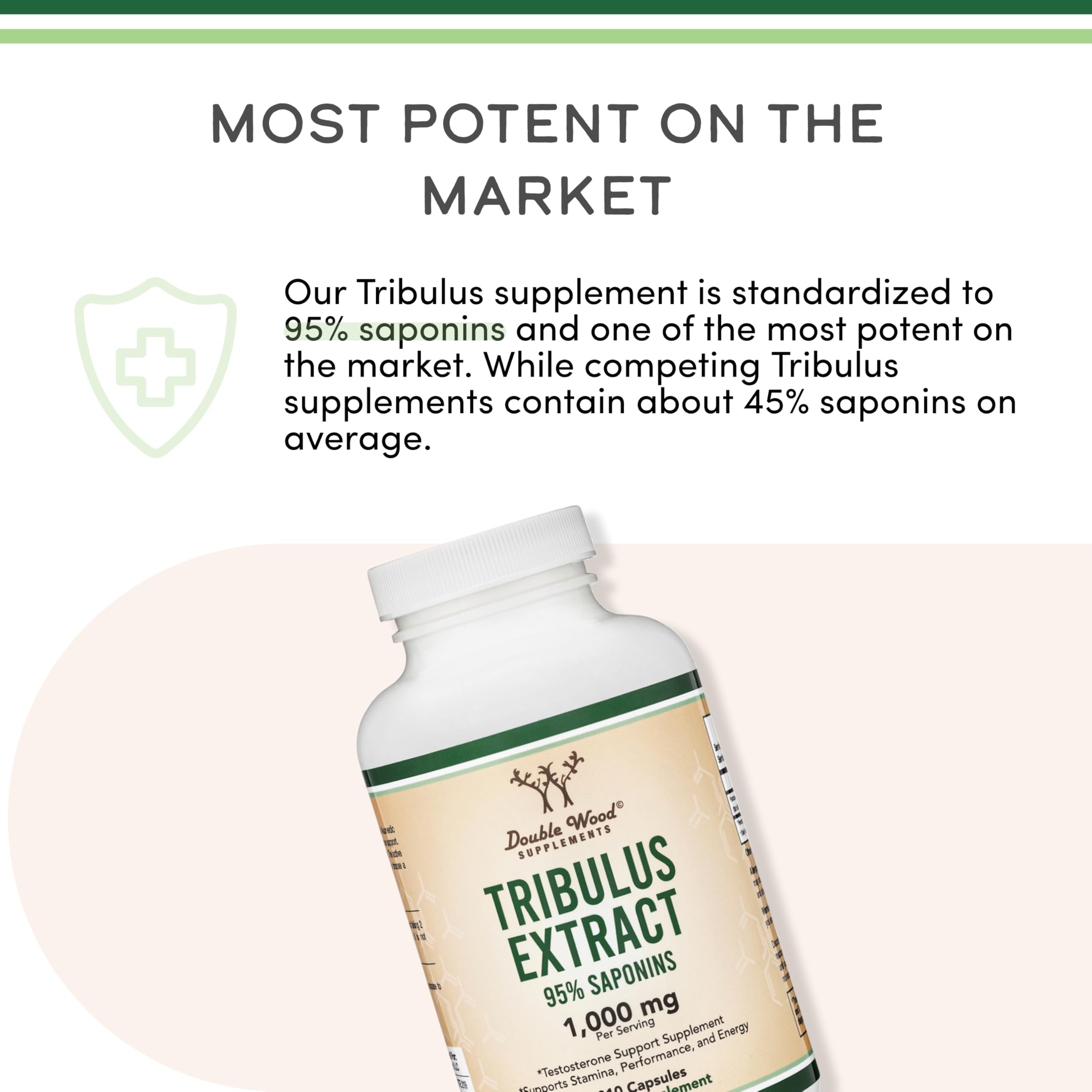 Verified seal on Double Wood Tribulus Terrestris bottle signaling safety and quality.