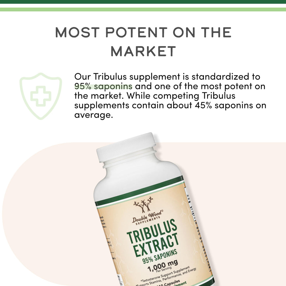 Verified seal on Double Wood Tribulus Terrestris bottle signaling safety and quality.