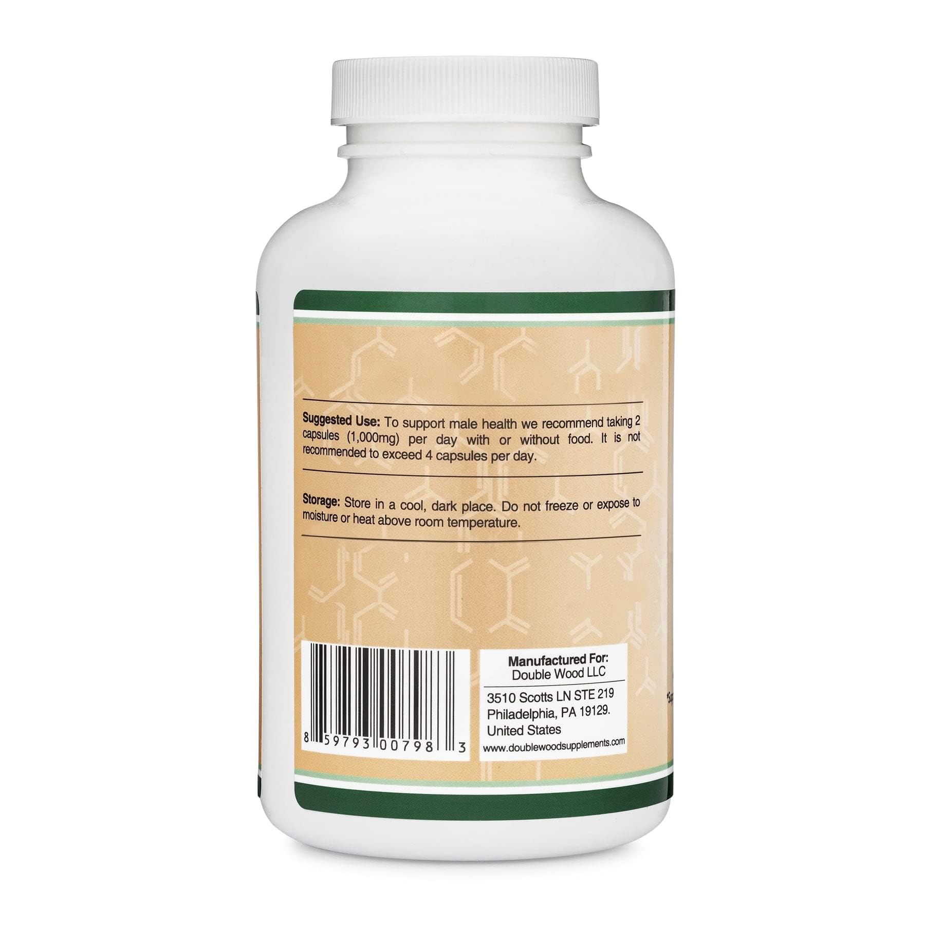 Serving directions on Double Wood Tribulus Terrestris packaging illustrate easy dosing.