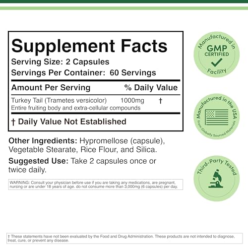 Double Wood Turkey Tail capsules close-up highlights convenient daily intake