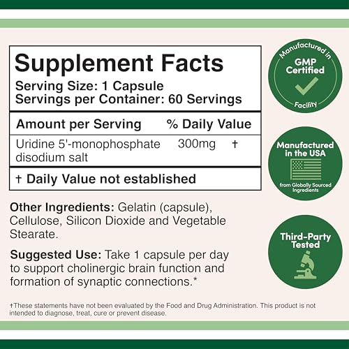 Double Wood Uridine Monophosphate capsules closeup highlights choline synergy.